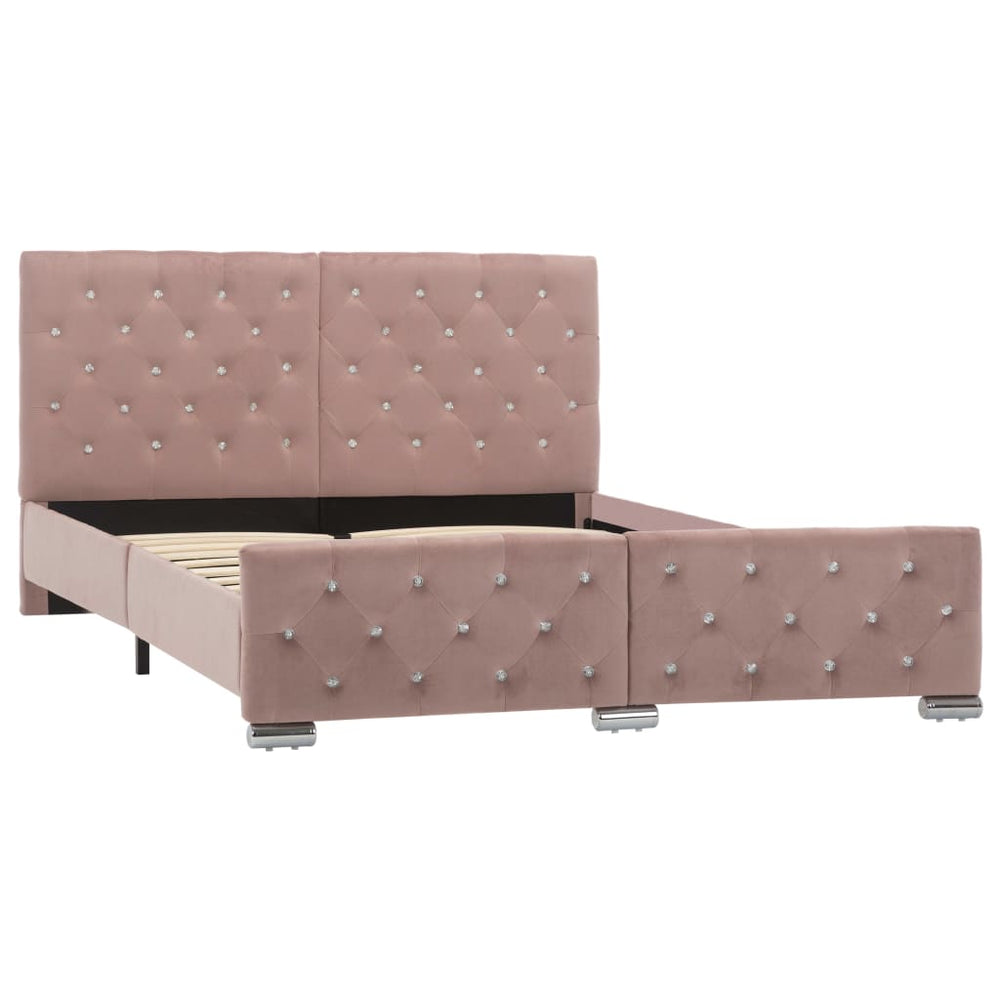 vidaXL Bed Frame Pink Velvet 140x200 cm