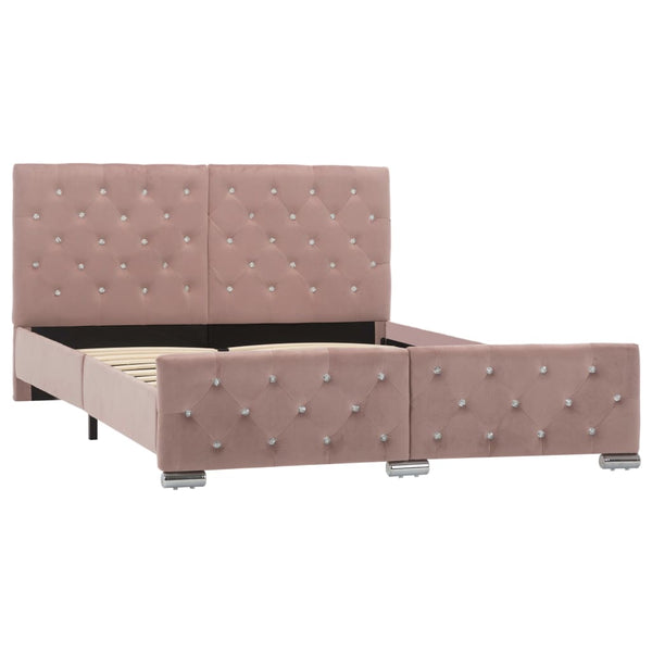 vidaXL Bed Frame Pink Velvet 140x200 cm