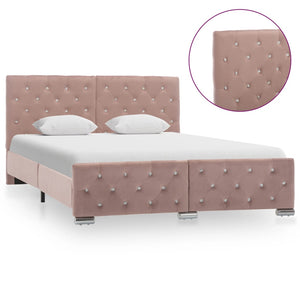 vidaXL Bed Frame Pink Velvet 140x200 cm