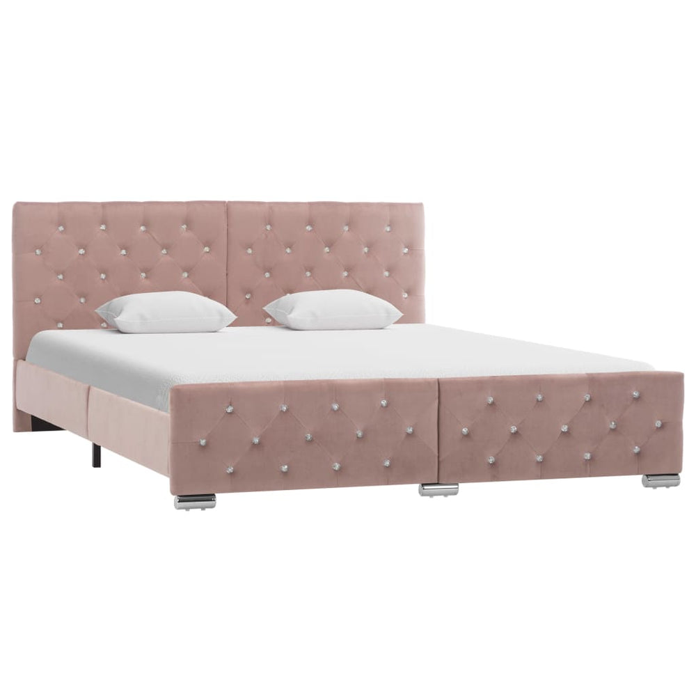 vidaXL Bed Frame Pink Velvet 160x200 cm