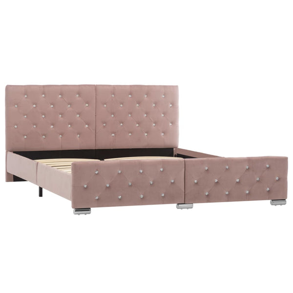 vidaXL Bed Frame Pink Velvet 160x200 cm
