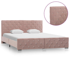 vidaXL Bed Frame Pink Velvet 160x200 cm