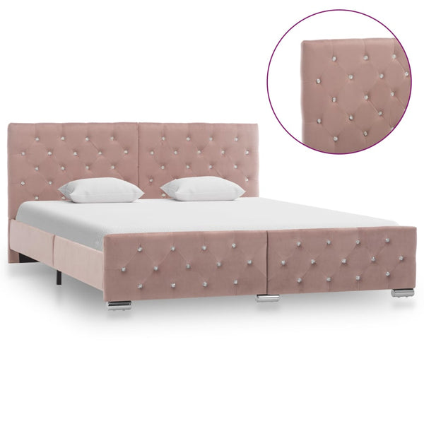 vidaXL Bed Frame Pink Velvet 160x200 cm