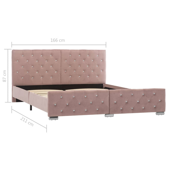 vidaXL Bed Frame Pink Velvet 160x200 cm