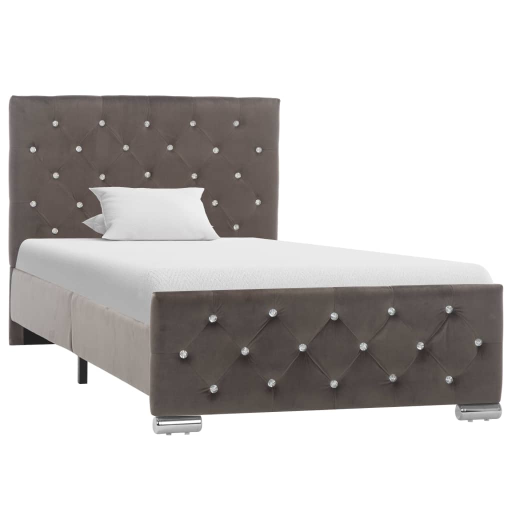 vidaXL Bed Frame Grey Velvet 90x200 cm