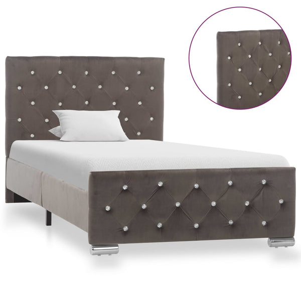 vidaXL Bed Frame Grey Velvet 90x200 cm