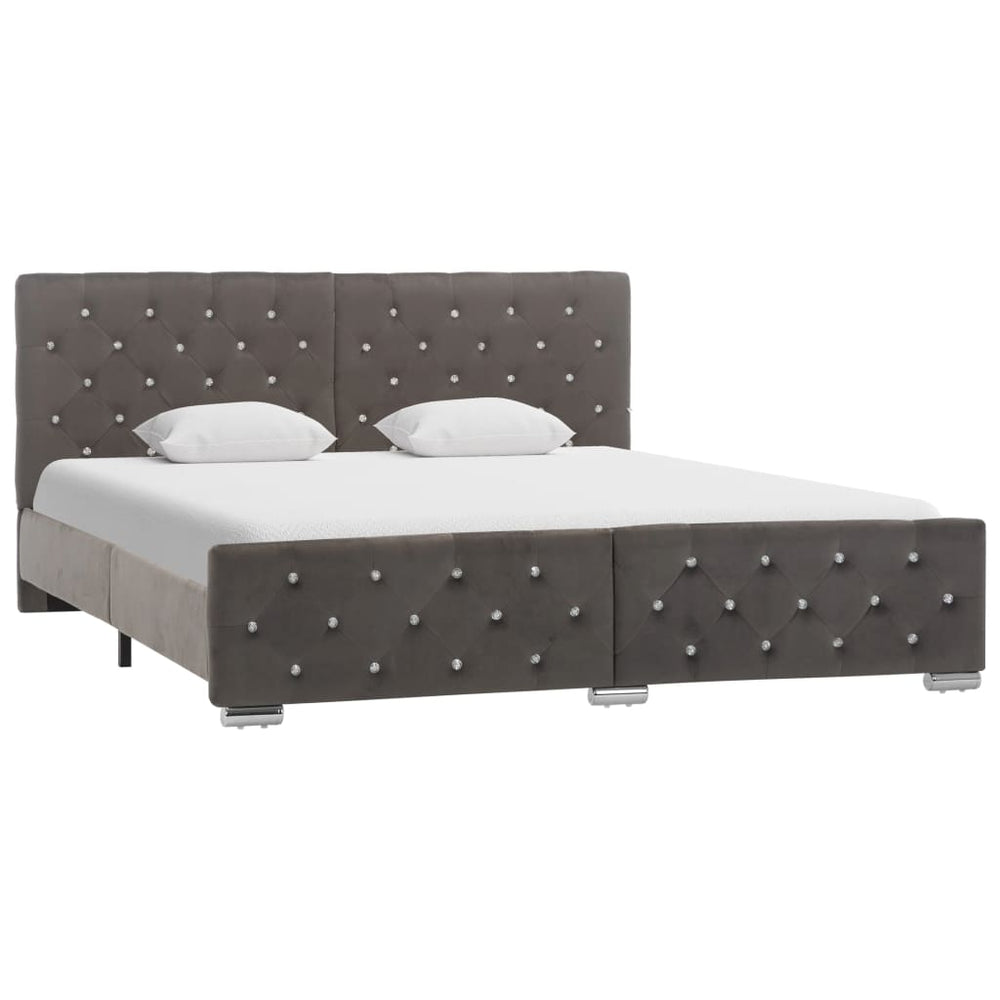 vidaXL Bed Frame Grey Velvet 160x200 cm