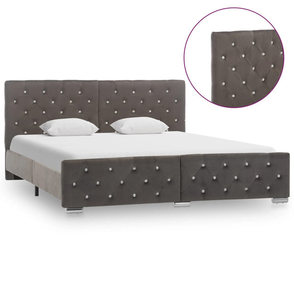 vidaXL Bed Frame Grey Velvet 160x200 cm