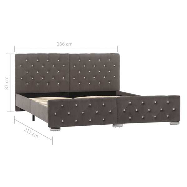 vidaXL Bed Frame Grey Velvet 160x200 cm