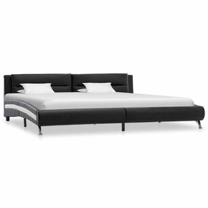 vidaXL Bed Frame with Headboard Black 160 x 200 cm Faux Leather