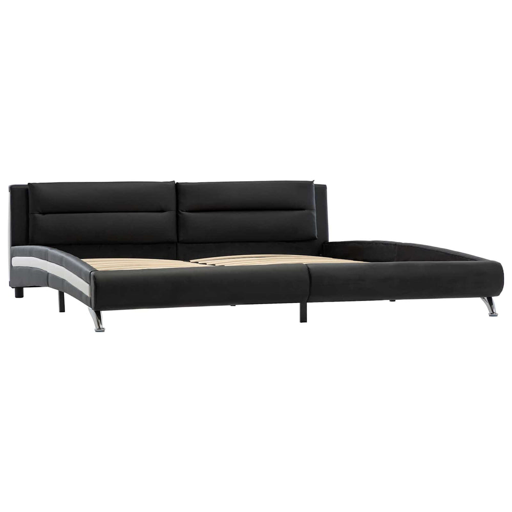 vidaXL Bed Frame with Headboard Black 160 x 200 cm Faux Leather