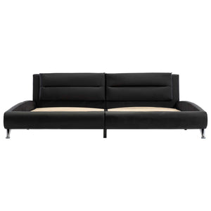 vidaXL Bed Frame with Headboard Black 160 x 200 cm Faux Leather