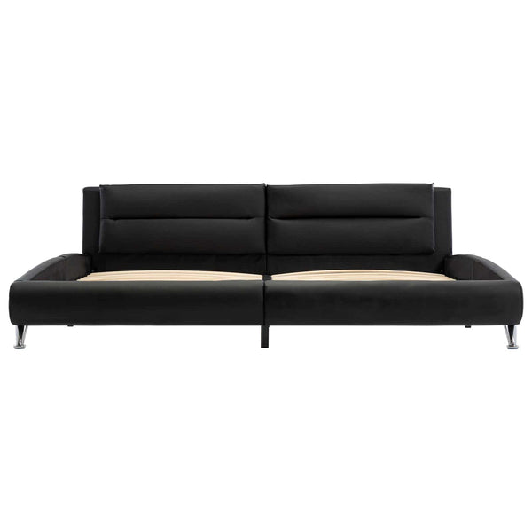 vidaXL Bed Frame with Headboard Black 160 x 200 cm Faux Leather