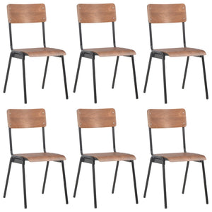 vidaXL Dining Chairs 6 pcs Brown Plywood