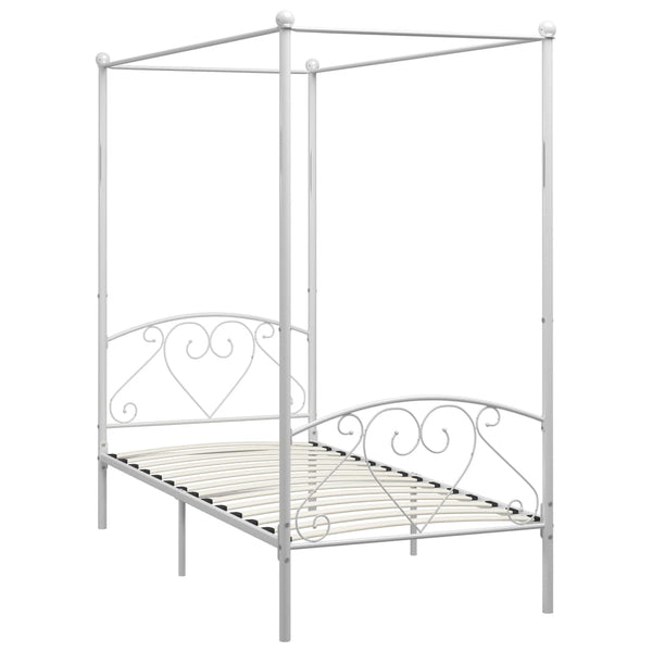 vidaXL Canopy Bed Frame White Metal 100 x 200 cm