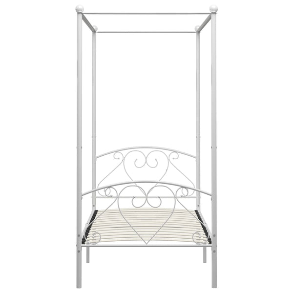 vidaXL Canopy Bed Frame White Metal 100 x 200 cm