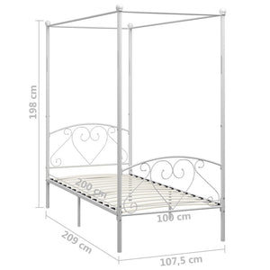 vidaXL Canopy Bed Frame White Metal 100 x 200 cm