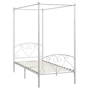 vidaXL Four-Poster Bed Frame White Metal 120 x 200 cm