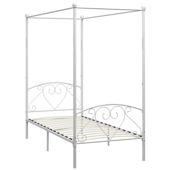 vidaXL Four-Poster Bed Frame White Metal 120 x 200 cm