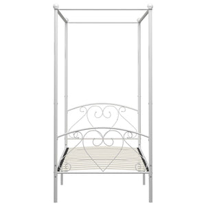 vidaXL Four-Poster Bed Frame White Metal 120 x 200 cm