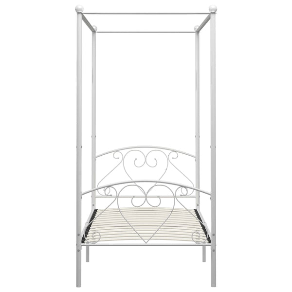 vidaXL Four-Poster Bed Frame White Metal 120 x 200 cm