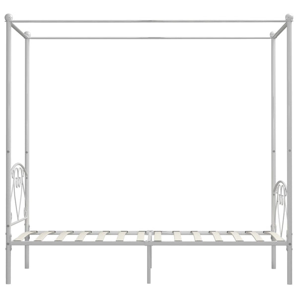 vidaXL Four-Poster Bed Frame White Metal 120 x 200 cm