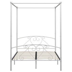 vidaXL Four-Poster Bed Frame White Metal 140 x 200 cm
