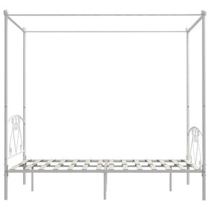 vidaXL Four-Poster Bed Frame White Metal 140 x 200 cm