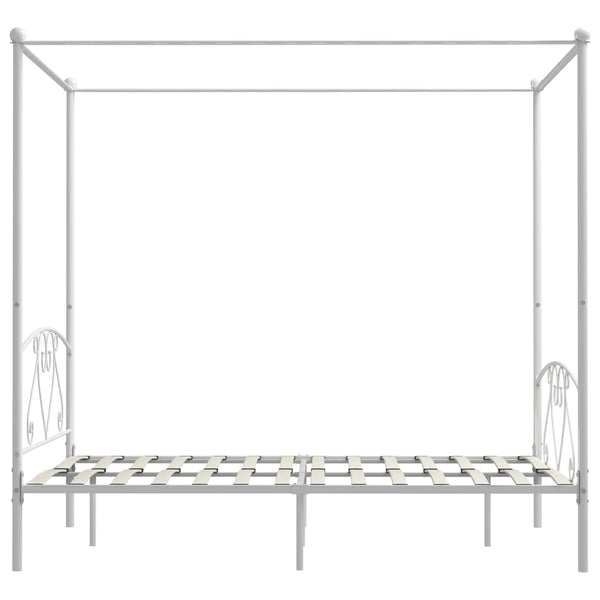 vidaXL Four-Poster Bed Frame White Metal 140 x 200 cm