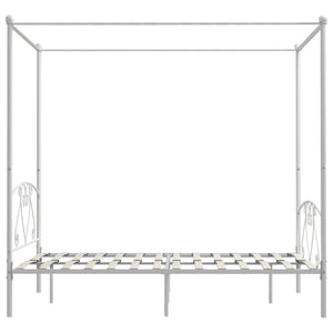 vidaXL Four-Poster Bed Frame White Metal 160 x 200 cm