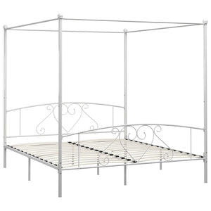 vidaXL Four-Poster Bed Frame White Metal 180 x 200 cm