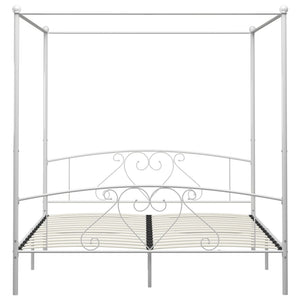 vidaXL Four-Poster Bed Frame White Metal 180 x 200 cm