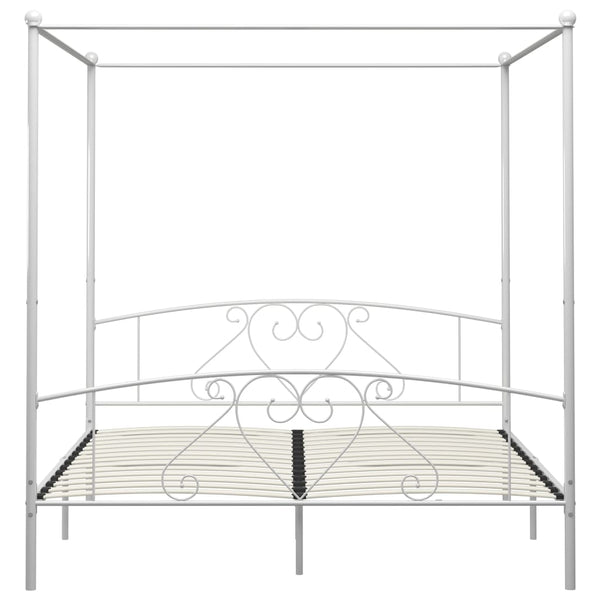 vidaXL Four-Poster Bed Frame White Metal 180 x 200 cm