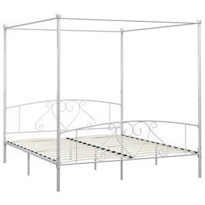 vidaXL Canopy Bed Frame White Metal 200 x 200 cm
