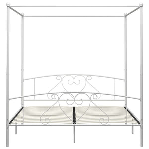 vidaXL Canopy Bed Frame White Metal 200 x 200 cm