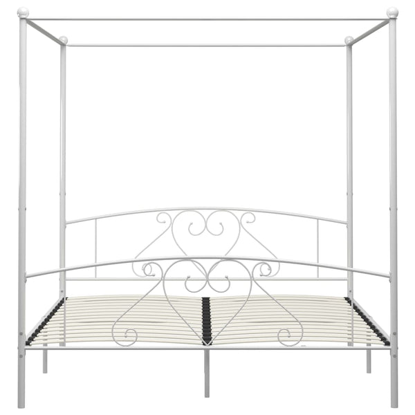 vidaXL Canopy Bed Frame White Metal 200 x 200 cm