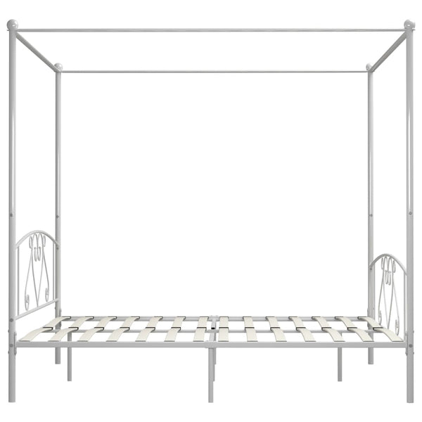 vidaXL Canopy Bed Frame White Metal 200 x 200 cm