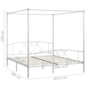 vidaXL Canopy Bed Frame White Metal 200 x 200 cm