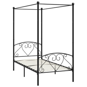 vidaXL Canopy Bed Frame Black Metal 90 x 200 cm