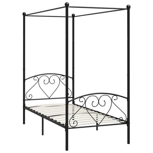 vidaXL Canopy Bed Frame Black Metal 90 x 200 cm