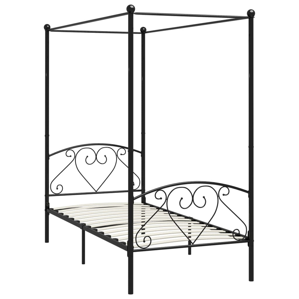 vidaXL Canopy Bed Frame Black Metal 90 x 200 cm