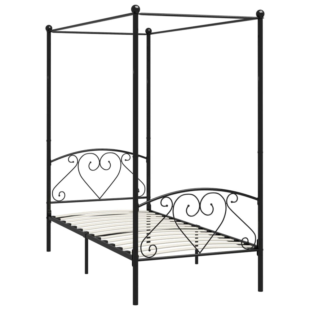 vidaXL Canopy Bed Frame Black Metal 100 x 200 cm