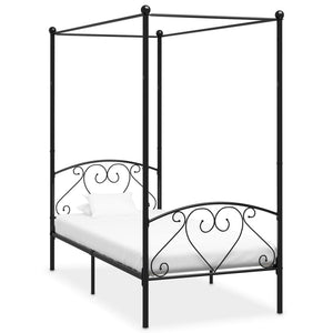 vidaXL Four-Poster Bed Frame Black Metal 120 x 200 cm