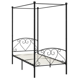 vidaXL Four-Poster Bed Frame Black Metal 120 x 200 cm