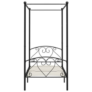 vidaXL Four-Poster Bed Frame Black Metal 120 x 200 cm