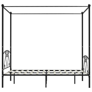 vidaXL Four-Poster Bed Frame Black Metal 140 x 200 cm