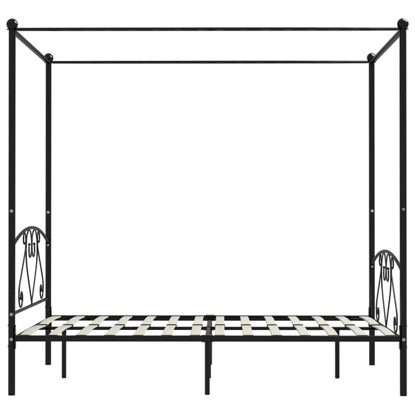 vidaXL Four-Poster Bed Frame Black Metal 140 x 200 cm