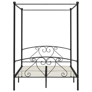 vidaXL Four-Poster Bed Frame Black Metal 140 x 200 cm