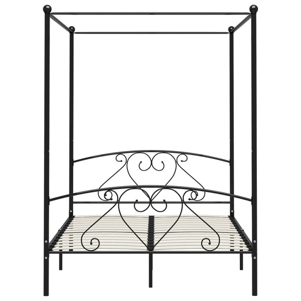vidaXL Four-Poster Bed Frame Black Metal 140 x 200 cm