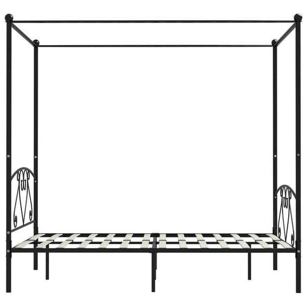 vidaXL Four-Poster Bed Frame Black Metal 160 x 200 cm